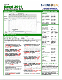 Microsoft Excel 2011 Printable Quick Reference Guide and Cheat Sheet