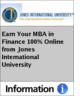 Earn Your MBA in Finance 100% Online from Jones International University