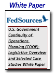U.S. Government Continuity of Operations Planning (COOP): Legislative Overview and Selected Case Studies White Paper