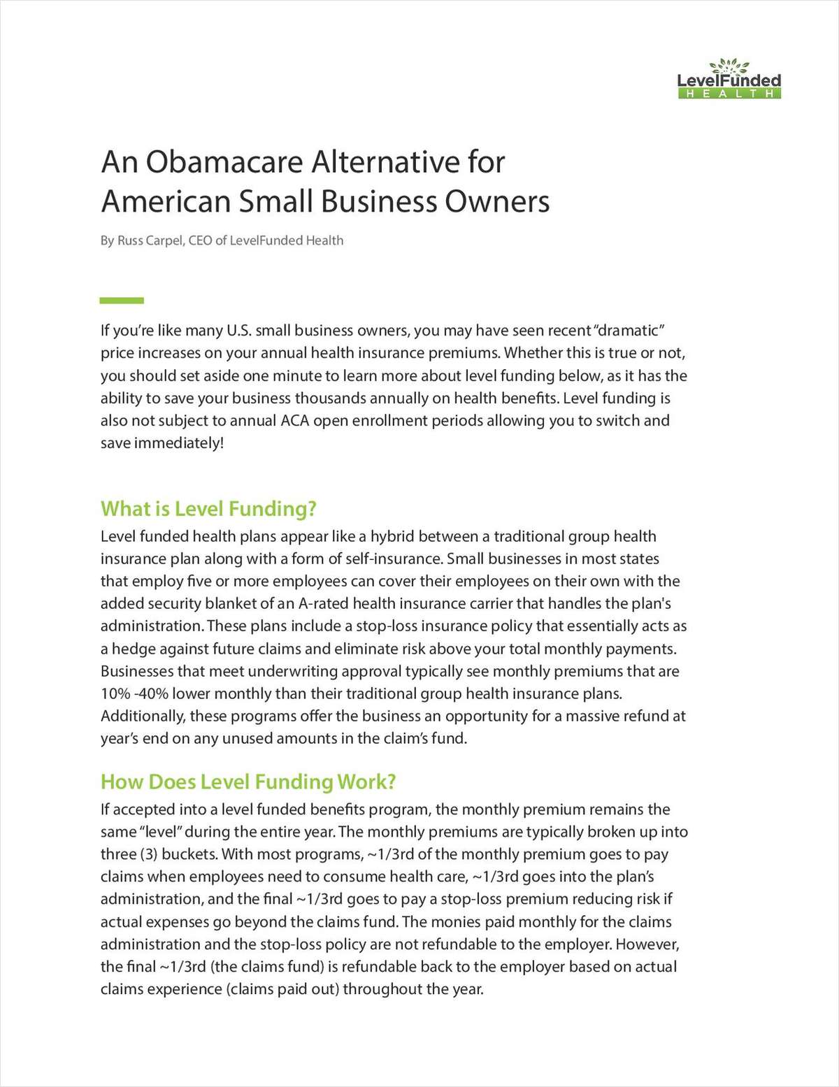 An Obamacare Alternative for Small Business Owners