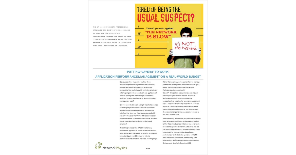 Putting "Layer 8" to Work: Application Performance Management on a Real-World Budget