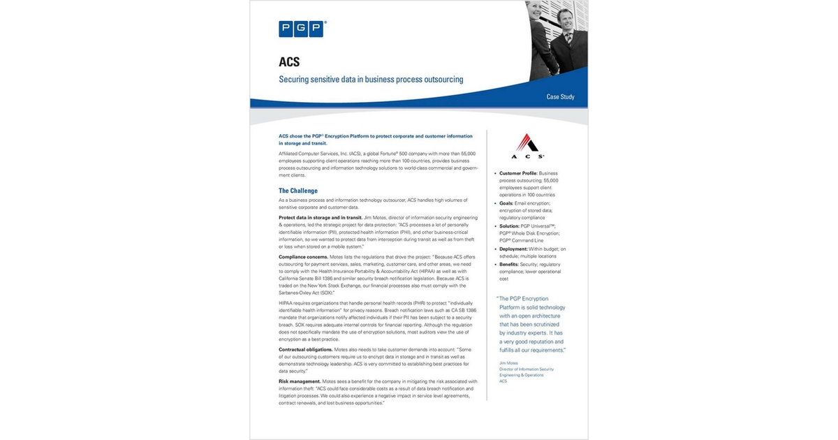 ACS: Securing Sensitive Data in Business Process Outsourcing