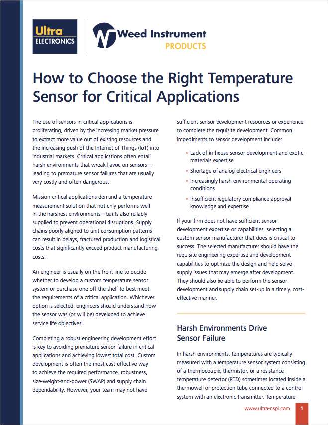 How to Choose the Right Temperature Sensor for Critical Applications