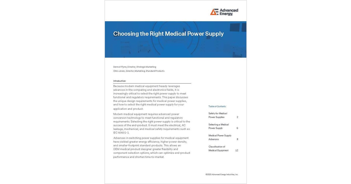 Choosing the Right Medical Power Supply
