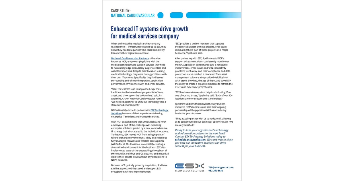 Enhanced IT Systems Drive Growth for Medical Services Company
