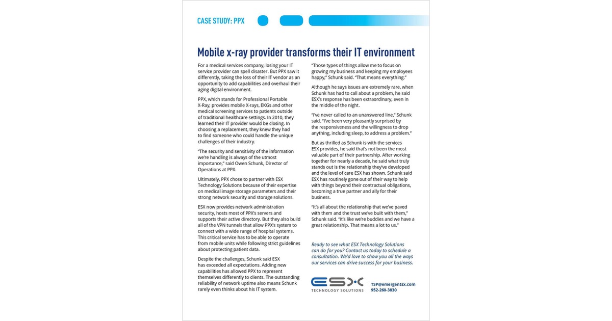 Mobile X-Ray Provider Transforms Their IT Environment