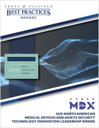 Frost & Sullivan recognizes CyberMDX as the Leader in Medical Devices and Assets Security Technology Innovation