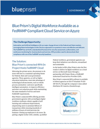 Blue Prism's Digital Workforce Available as a FedRAMP Compliant Cloud Service on Azure