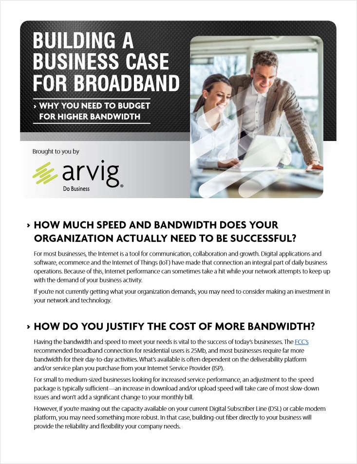 BUILDING A BUSINESS CASE FOR BROADBAND