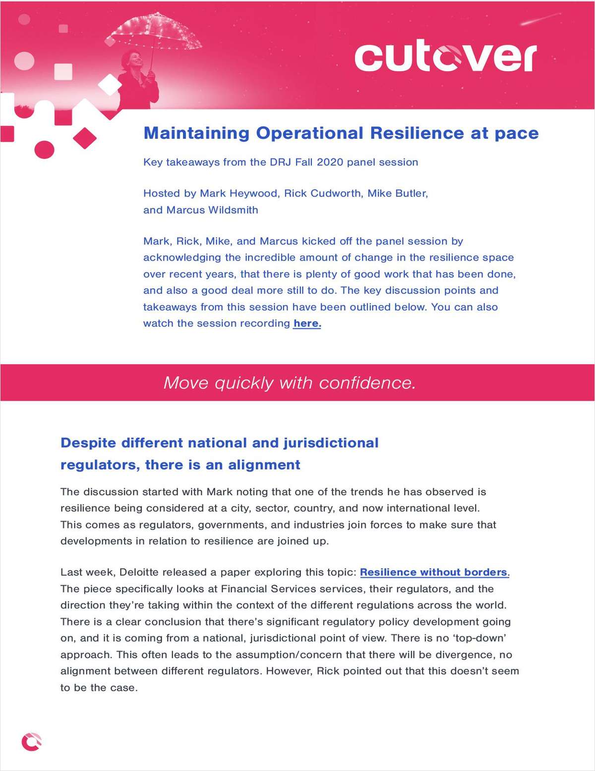 Maintaining Operational Resilience at pace