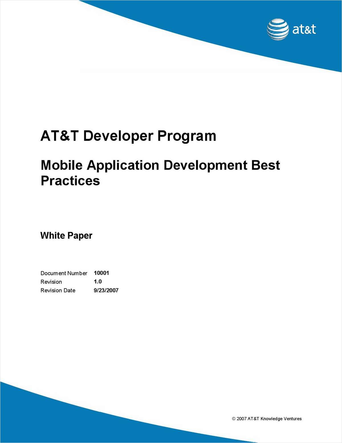 AT&T Developer Program - Mobile Application Development Best Practices