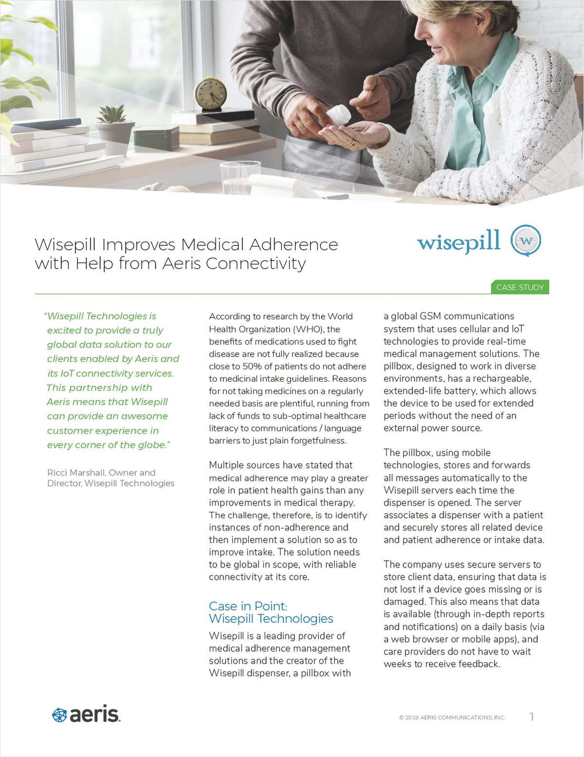 Wisepill Improves Medical Adherence with Help from Aeris Connectivity