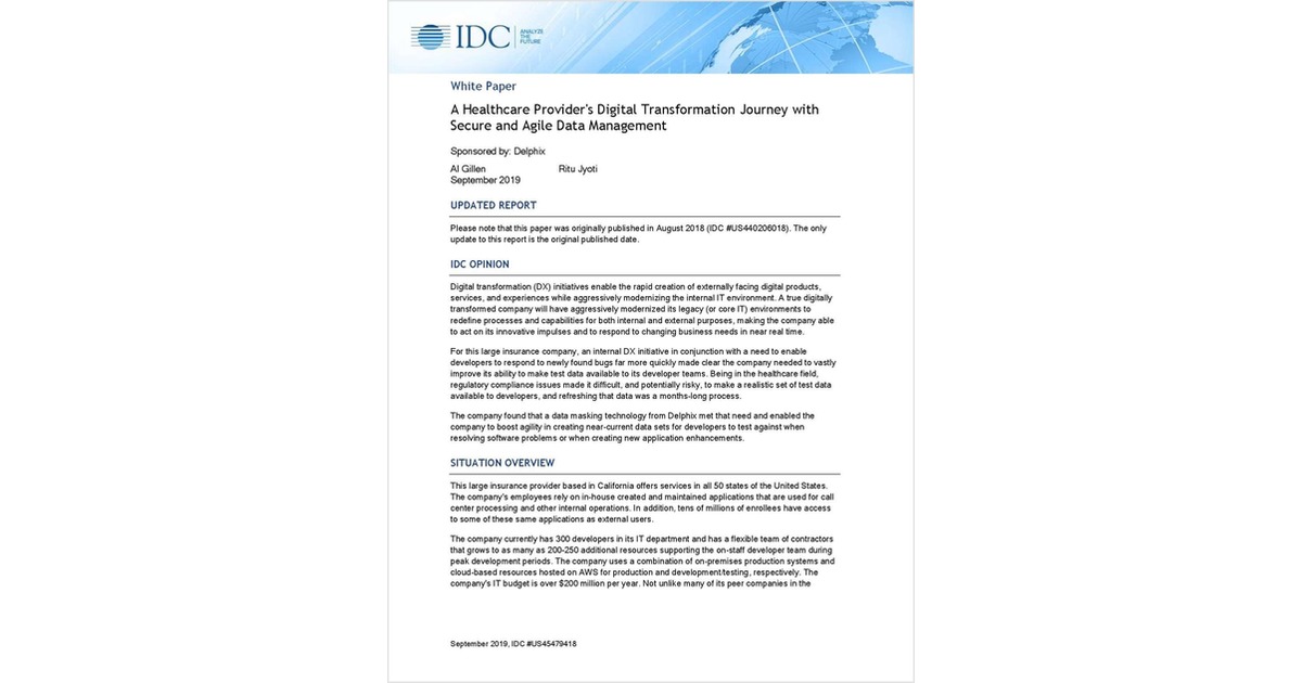 A Healthcare Provider's Digital Transformation Journey