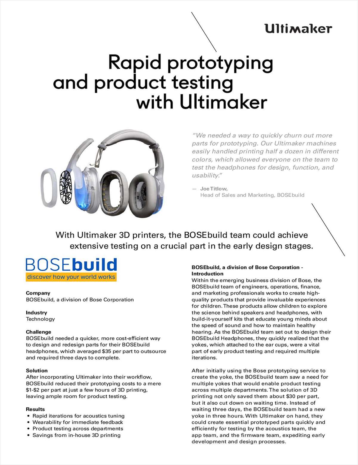 Rapid prototyping and product testing with Ultimaker