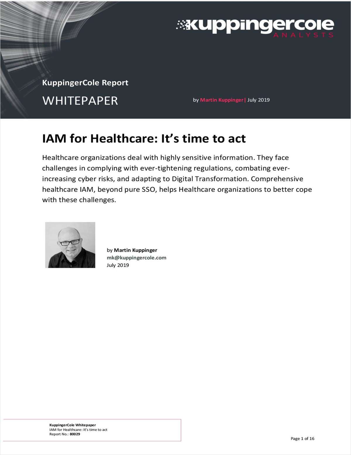 [KuppingerCole Report] IAM in Healthcare: It's time to act