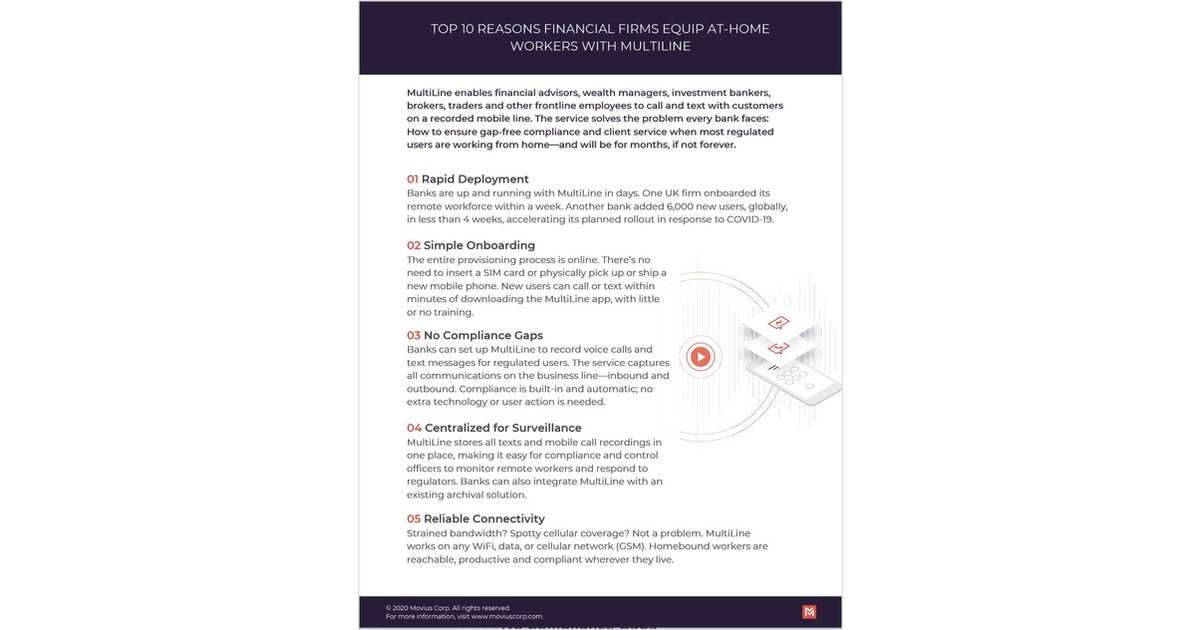 Top 10 Reasons Financial Firms Equip At-Home Workers with Compliant Communications