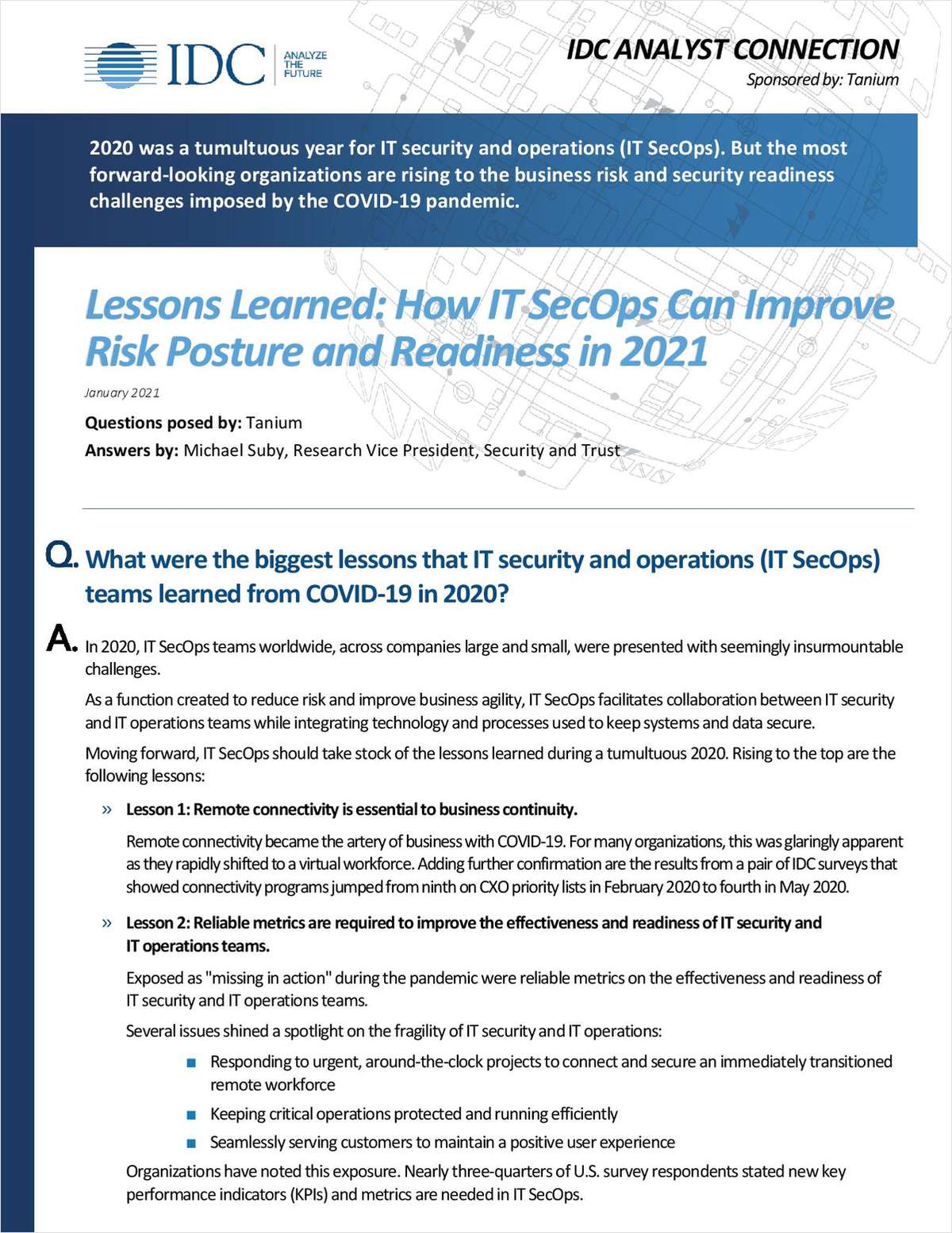 Lessons Learned: How IT SecOps Can Improve Risk Posture and Readiness in 2021