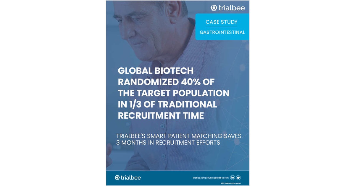 TRIALBEE'S SMART PATIENT MATCHING SAVES 3 MONTHS IN RECRUITMENT EFFORTS