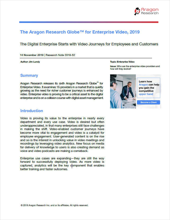 The Aragon Research Globe for Enterprise Video 2019