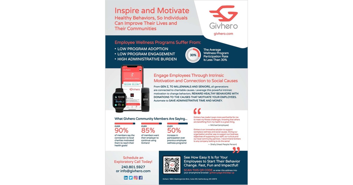 Givhero - Employee, Social, Community, Wellness One-Pager
