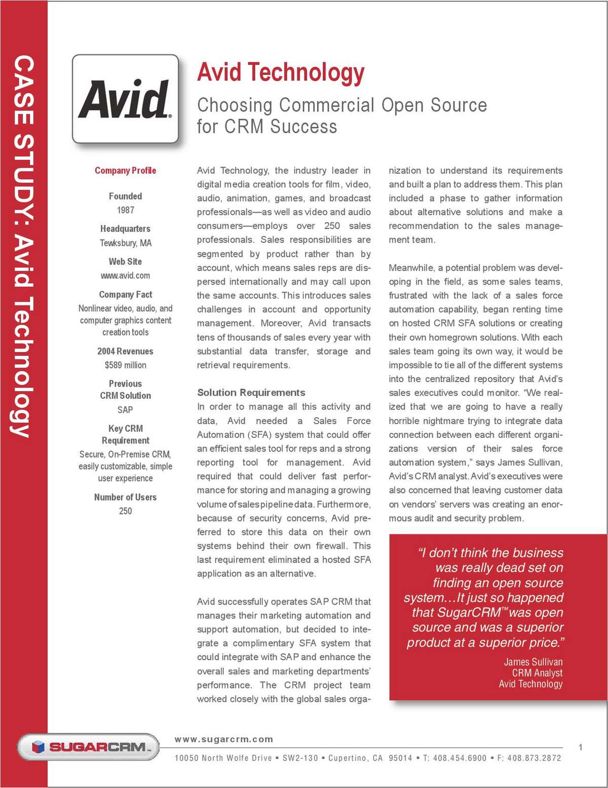 Avid Technology Choosing Commercial Open Source for CRM Success - Case Study
