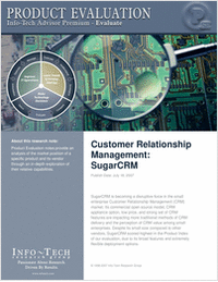 Product Evaluation CRM: SugarCRM by Independent Analyst Firm, Info-Tech Research