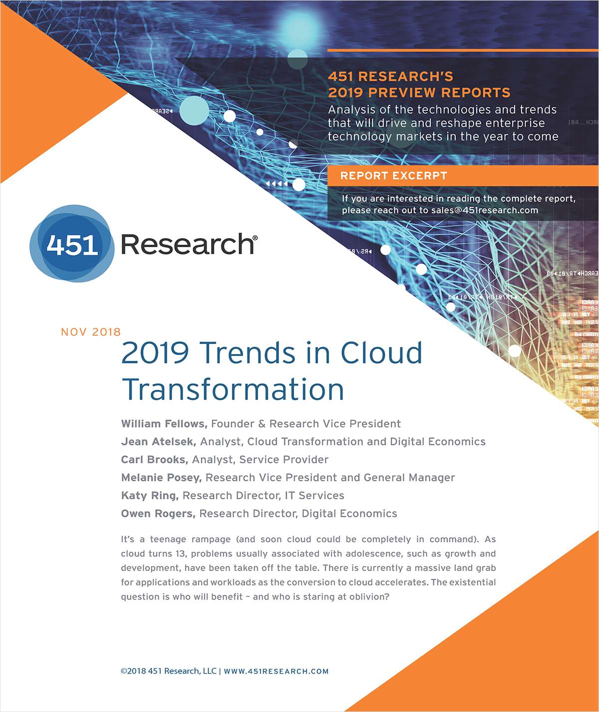 451 Research: 2019 Trends in Cloud Transformation