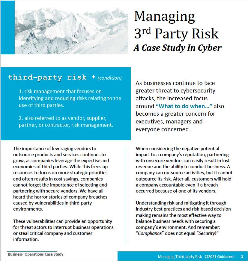 Managing 3rd Party Risk In Business Operations