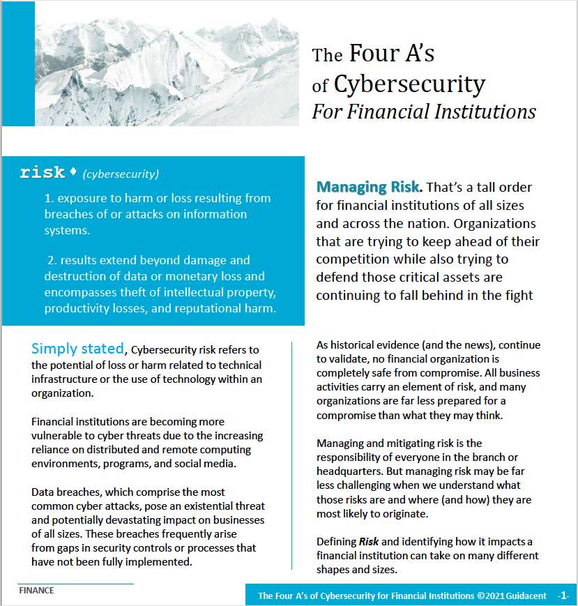 The Four A's of Cybersecurity For Financial Institutions