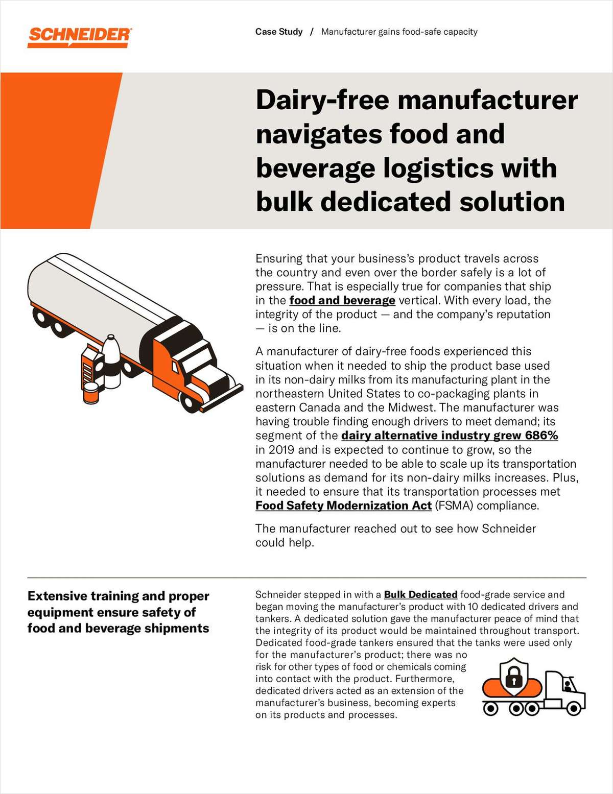 Dairy-free Manufacturer Navigates Food and Beverage Logistics with Bulk Dedicated Solution
