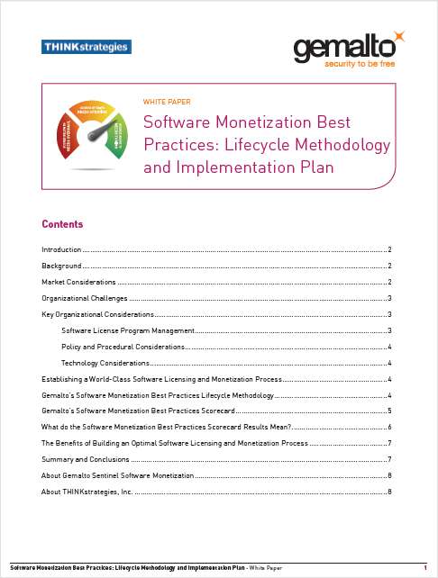 Software Monetization Best Practices: Lifecycle Methodology and Implementation Plan