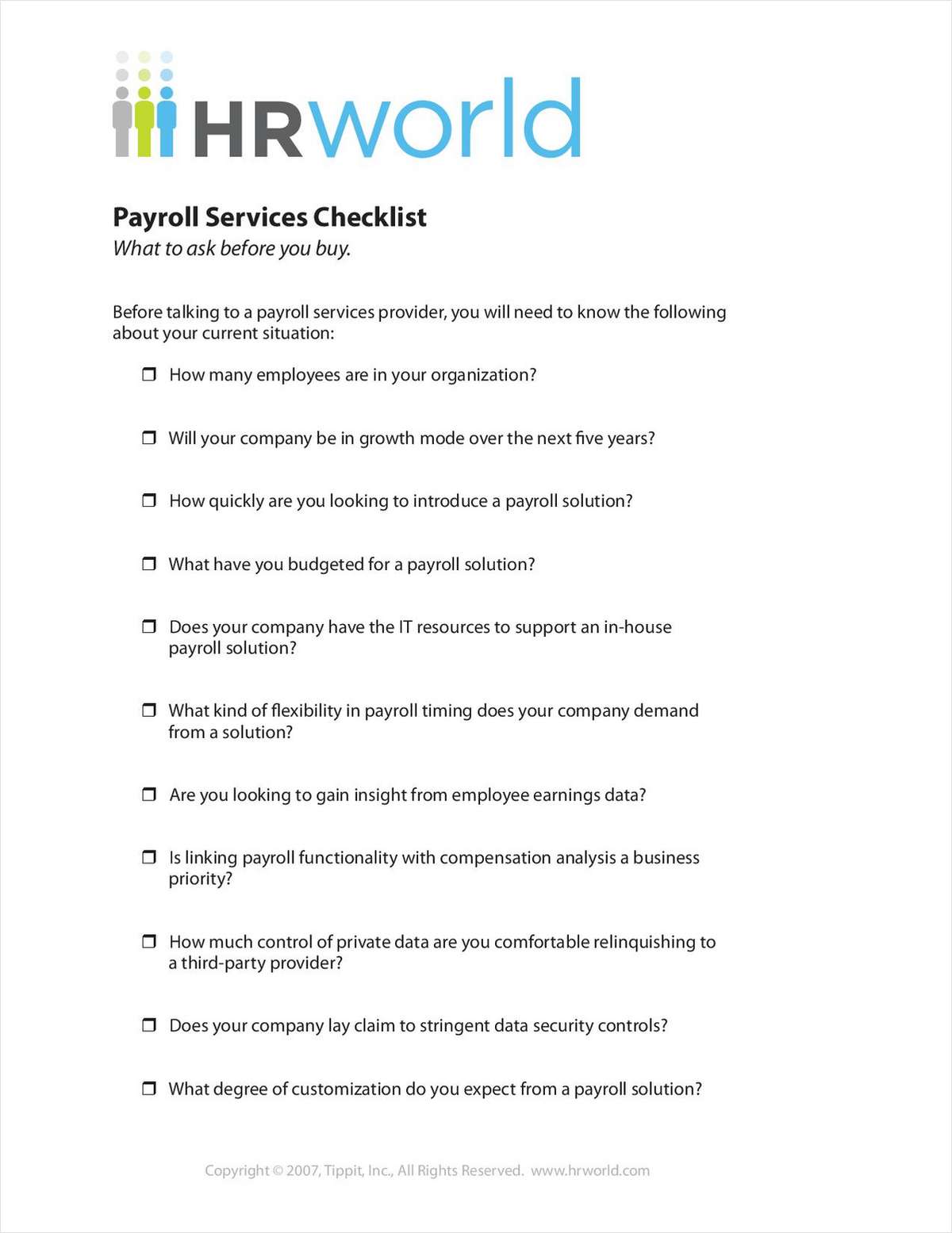 The HR World Payroll Services Checklist