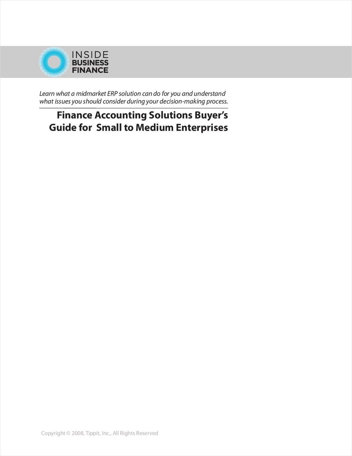Finance Accounting Solutions Buyer's Guide for Small to Medium Enterprises
