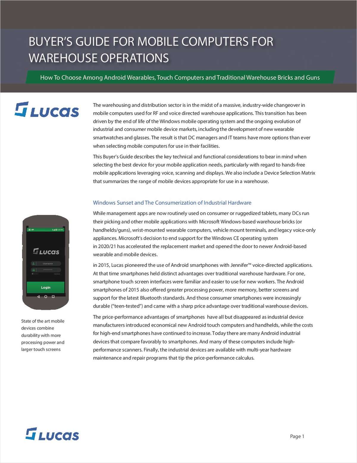 Buyer's Guide for Mobile Computers for Warehouse Operations