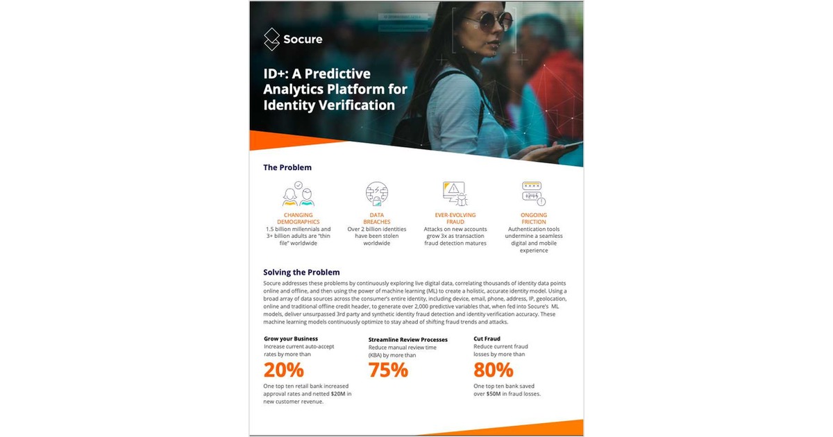 ID+ Predictive Analytics Platform for Identity Verification