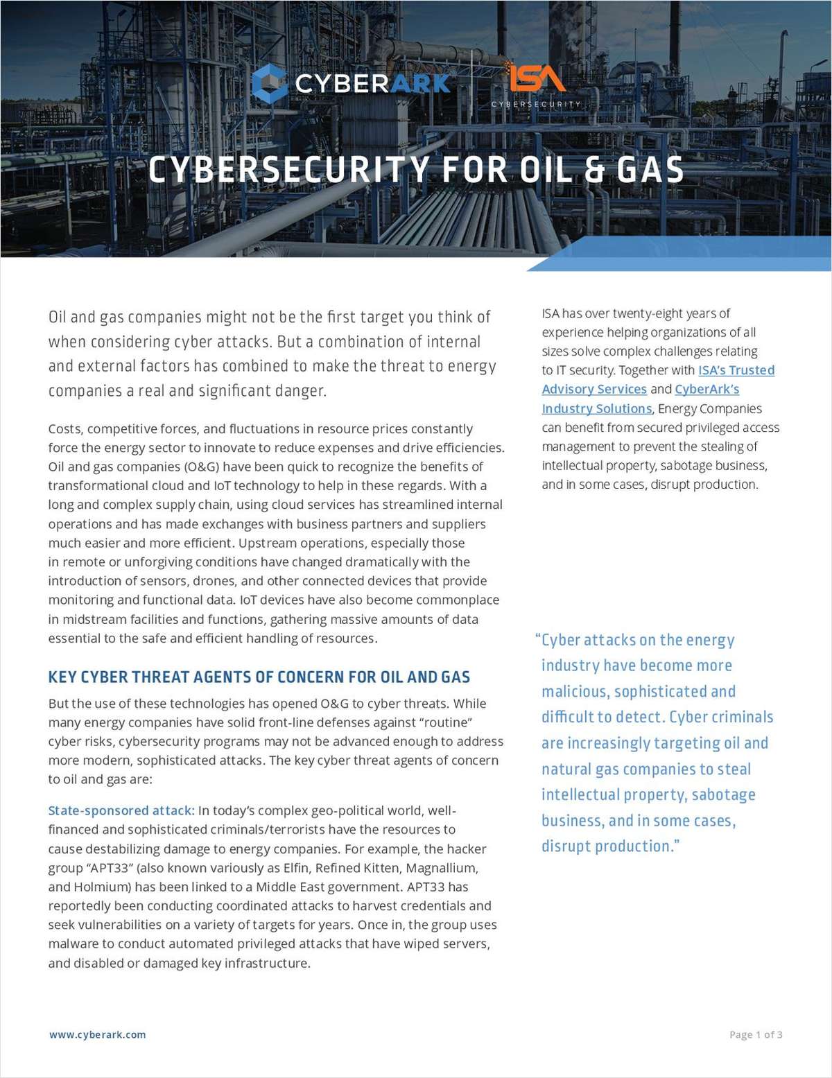 Cybersecurity for Oil & Gas