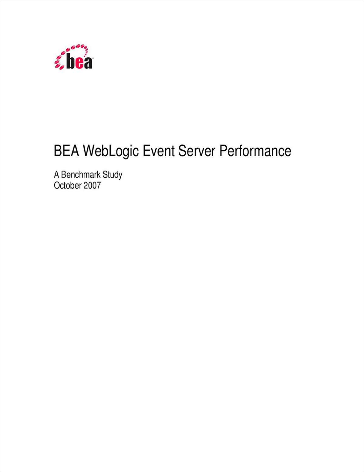 BEA WebLogic Event Server Performance: A Benchmark Study