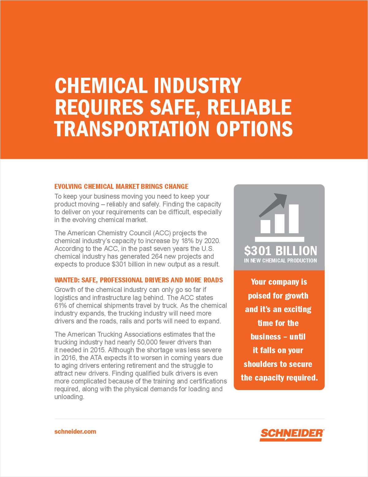 Chemical Industry Requires Safe, Reliable Transportation Options