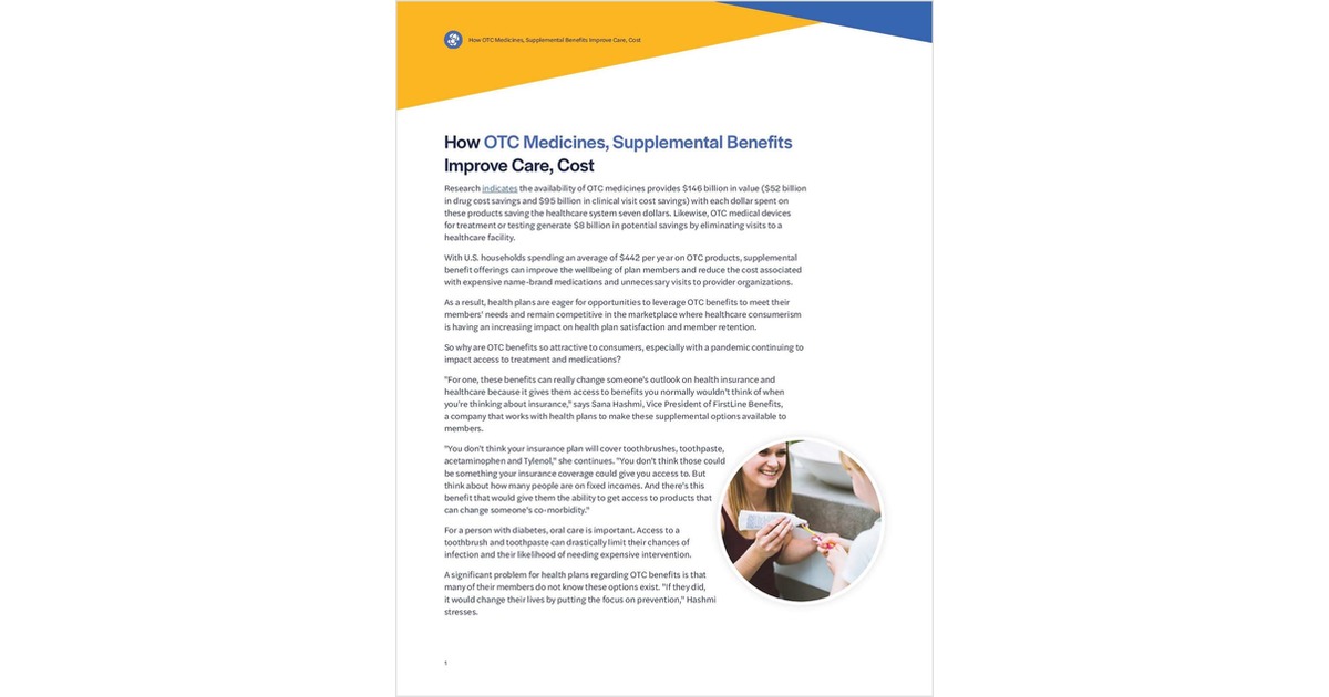 Over-the-Counter Care Benefits Could Play a Critical Role in consumer Health and Satisfaction