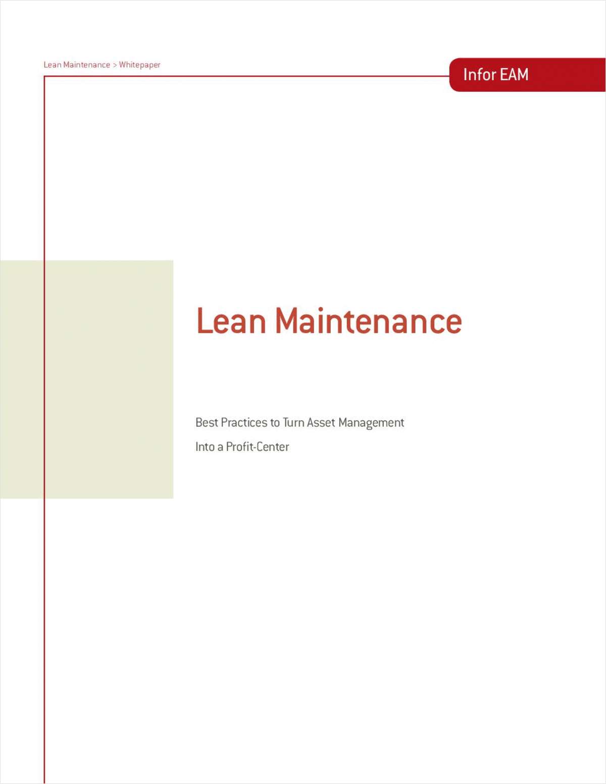 Lean Maintenance: Best Practices to Turn Asset Management Into a Profit-Center