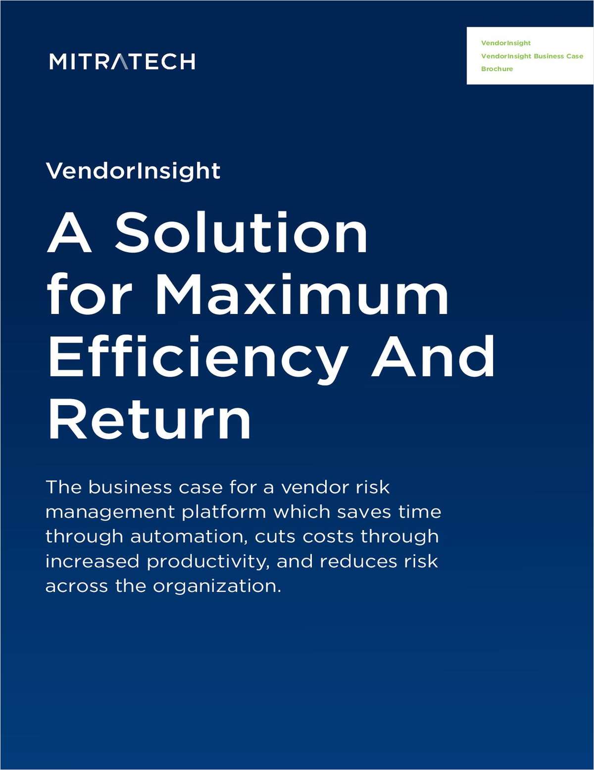 VendorInsight Brochure: A Solution for Maximum Efficiency and Return