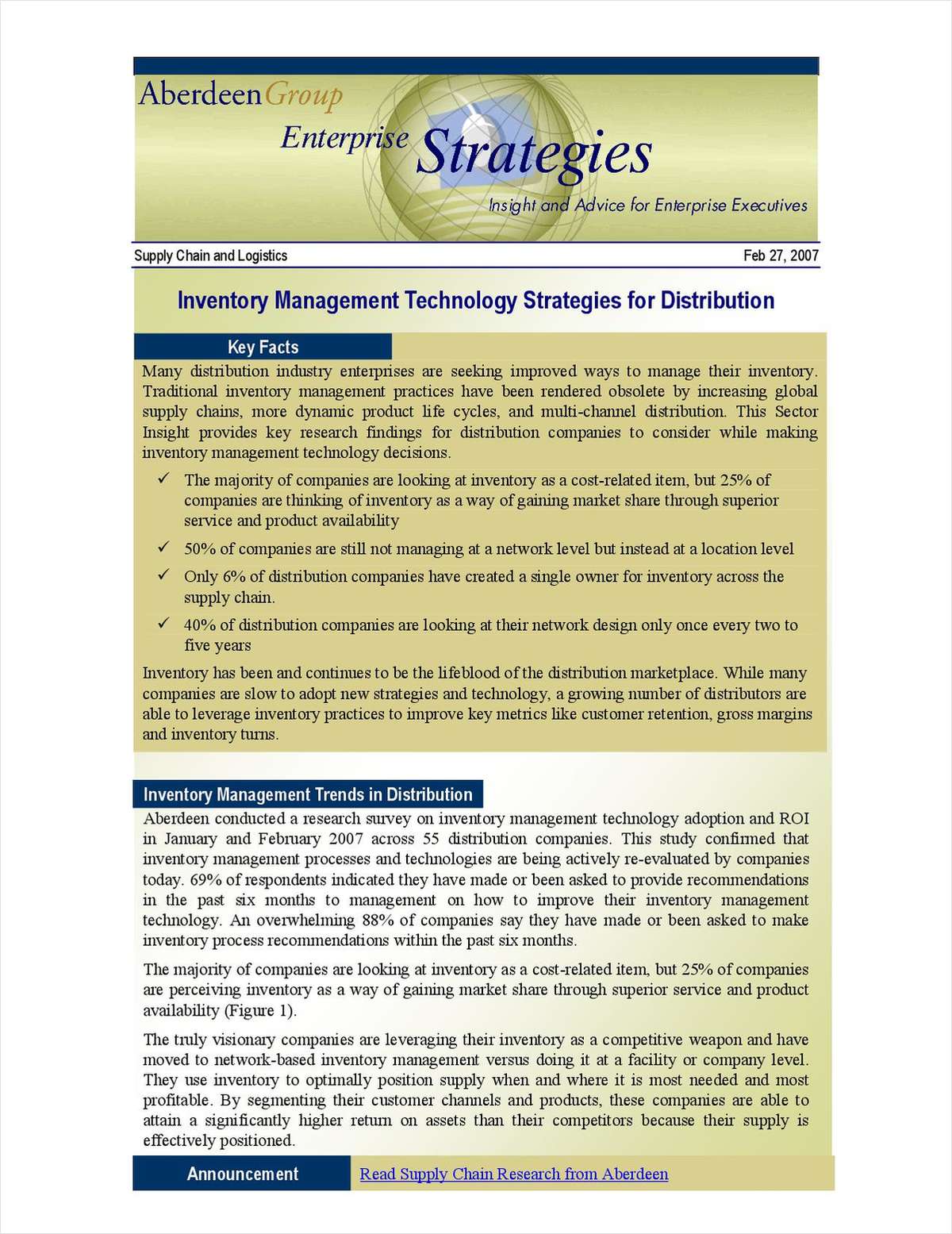 Inventory Management Technology Strategies for Distribution
