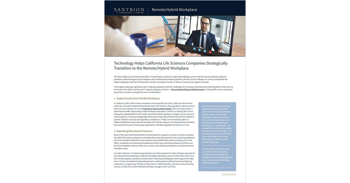 Technology Helps California Life Sciences Companies Strategically  Transition to the Remote/Hybrid Workplace