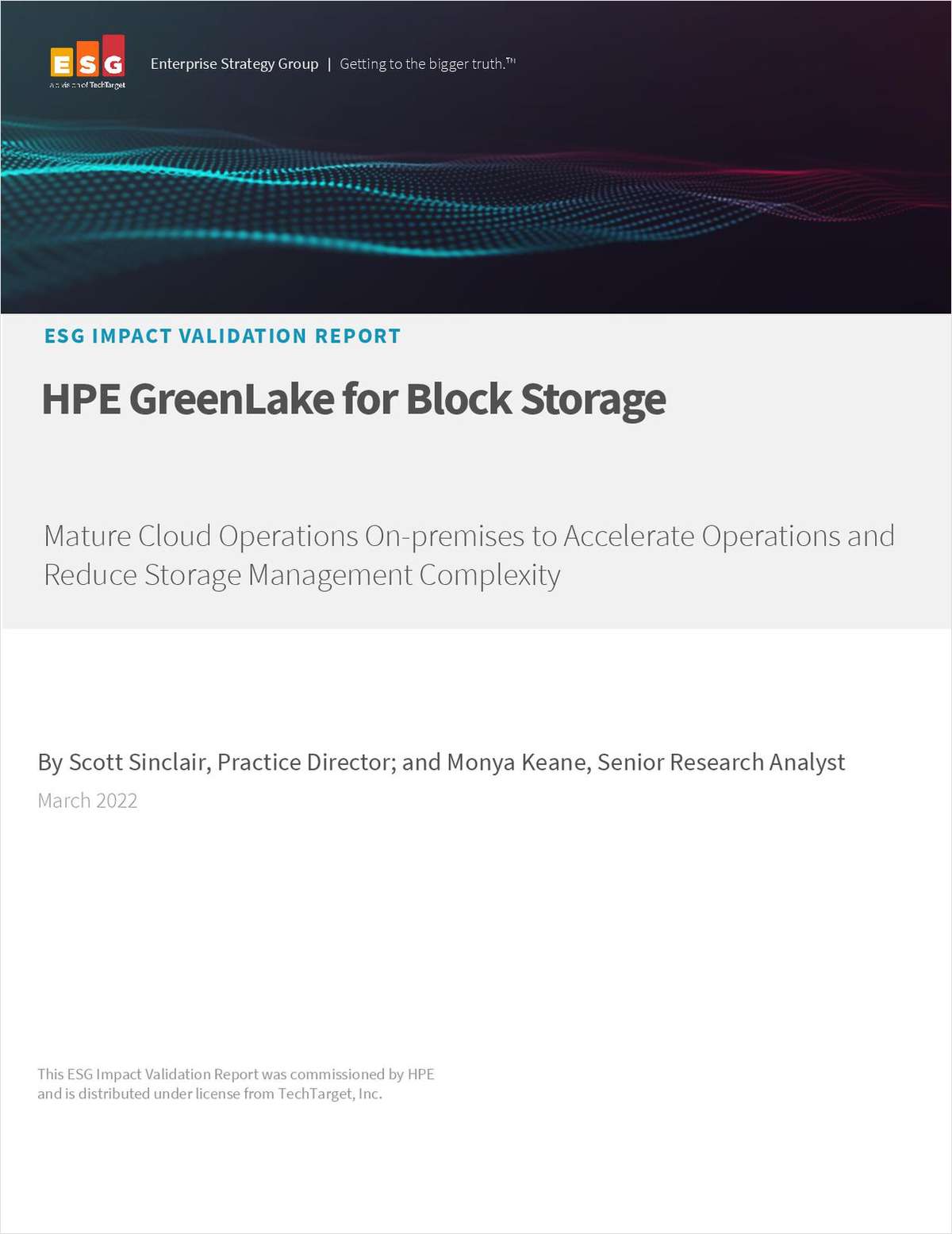 ESG Impact Validation Report: HPE GreenLake for Block Storage