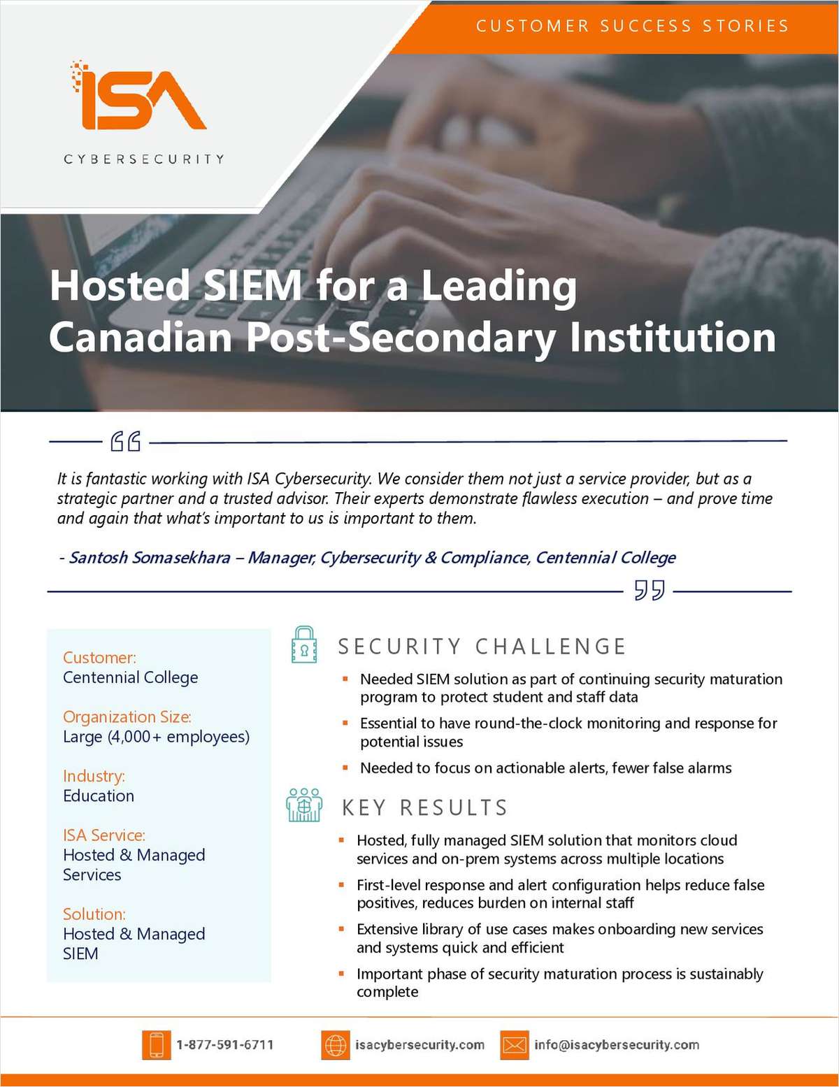 Hosted SIEM for a Leading Canadian Post-Secondary Institution