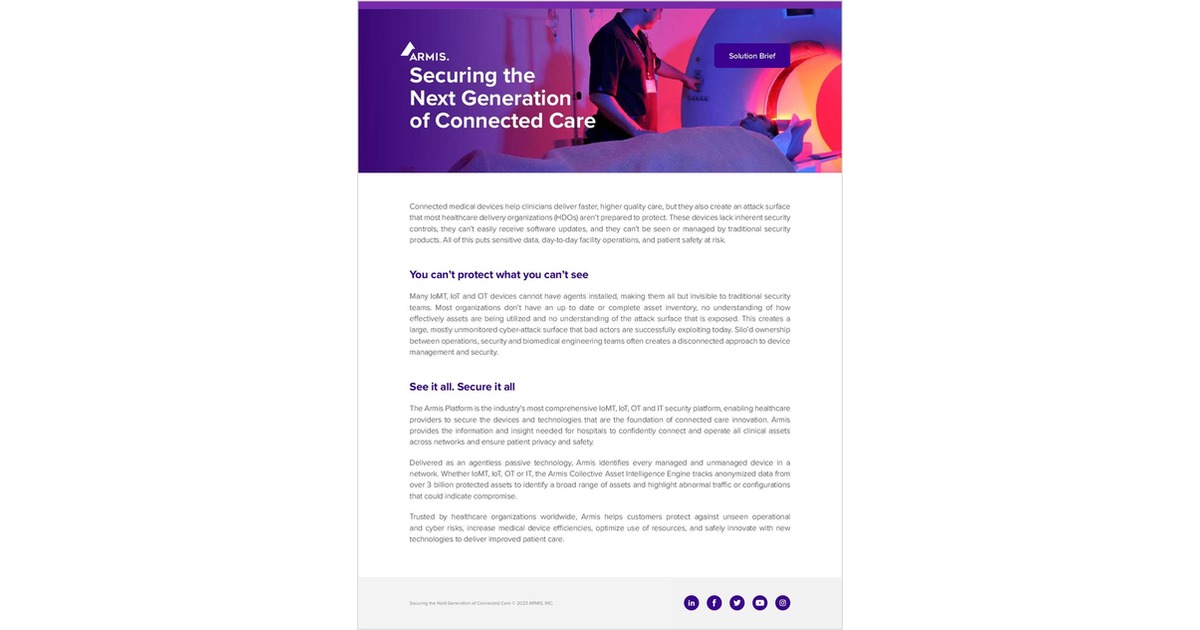 Securing the  Next Generation  of Connected Care