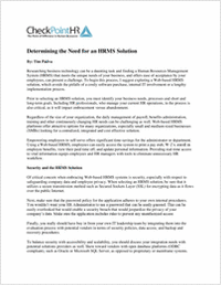 Determining the Need for an HRMS Solution