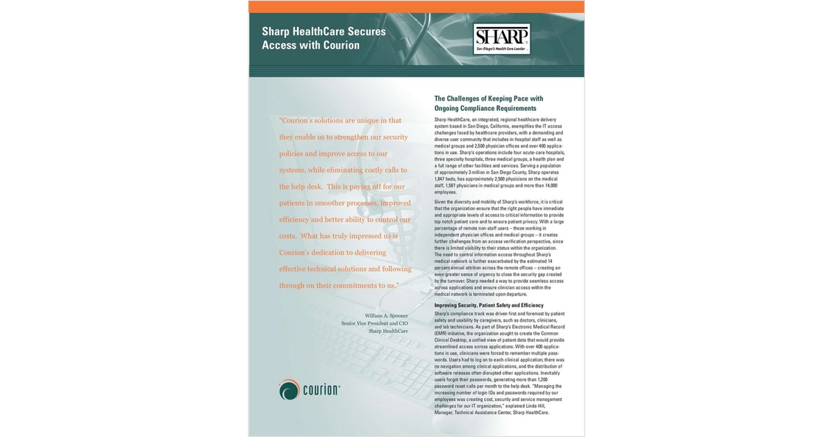 Sharp Healthcare Secures Access with Courion