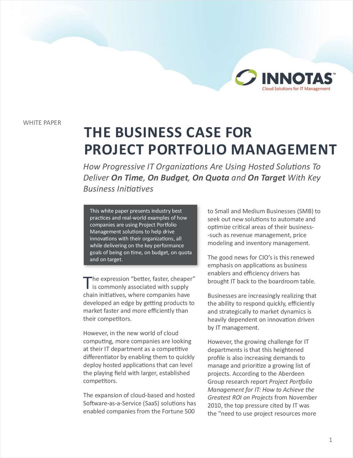 The Business Case for Project Portfolio Management