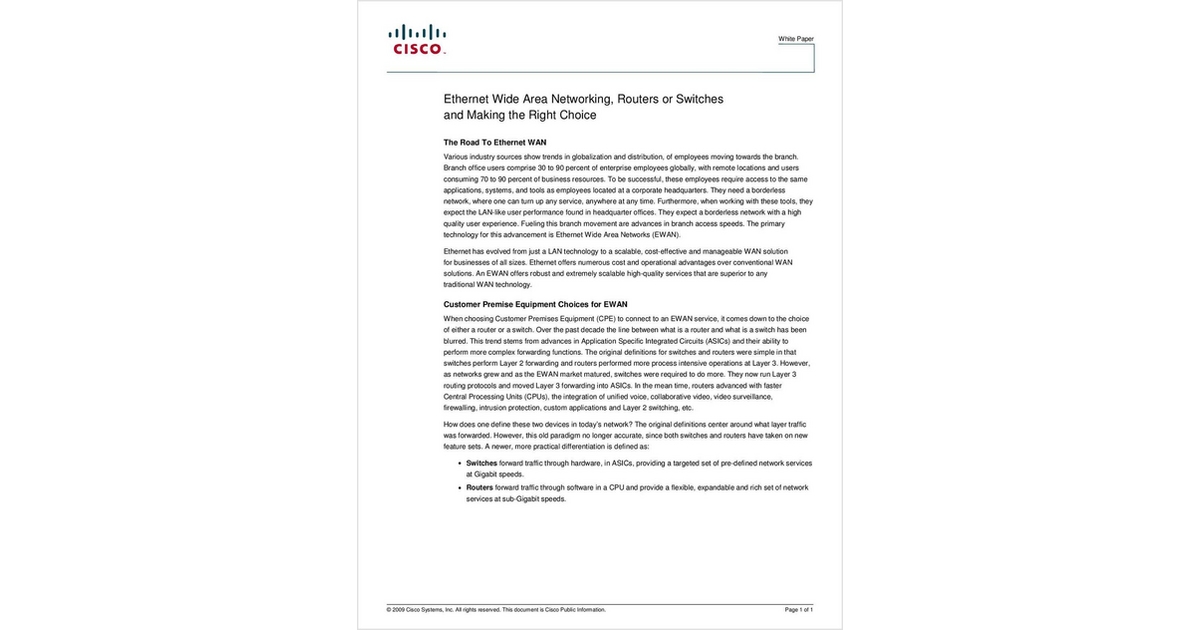 Ethernet WAN, Routers or Switches – Making the Right Choice